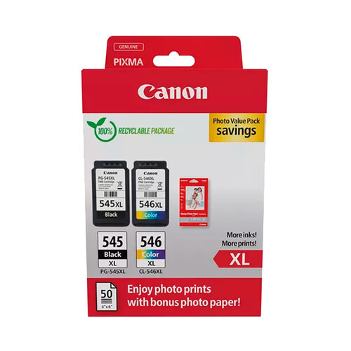 Cartucho de tinta P2 CANON Pixma PG-545XL/CL-546XL,  negro y color.