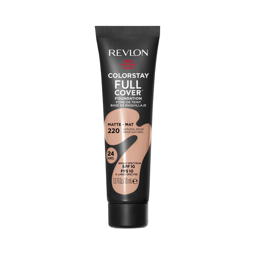 REVLON Colorstay full cover tono 220 Natural beige Base de maquillaje de textura ligera, cobertura 100% mate 30 ml.