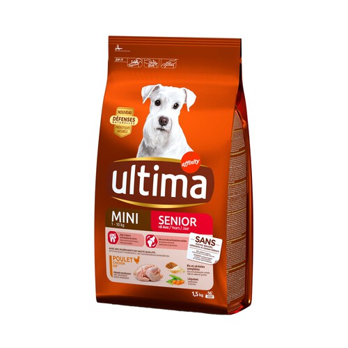 ULTIMA Comida para perro adulto a base de pollo y arroz ULTIMA Senior Mini Affinity 1,5 kg