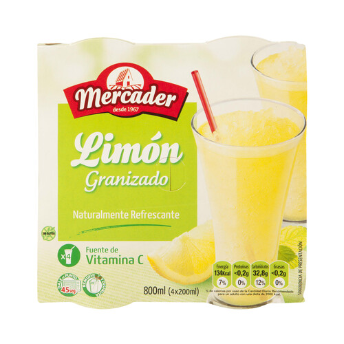 MERCADER Granizado de limón sin gluten MERCADER 4 x 200 ml.