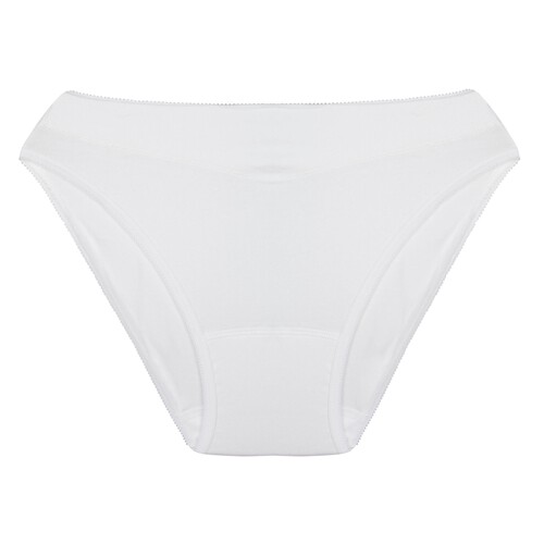Braga alta tipo bikini RMC, color blanco, talla S.