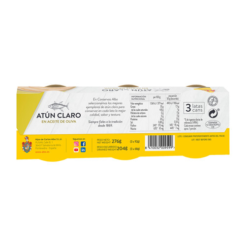 ALBO Atún claro en aceite de oliva 68 x 3 g.