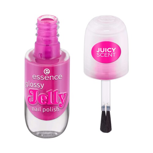 ESSENCE Glossy jelly tono 01 Summer splash Esmalte de uñas con acabado ultrabrillante.