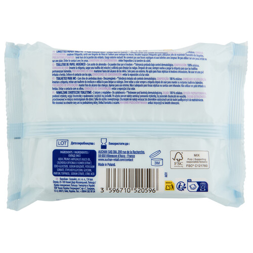 PRODUCTO ALCAMPO Toallitas de papel higiénico para Wc, con aceite de almendra 60 uds.