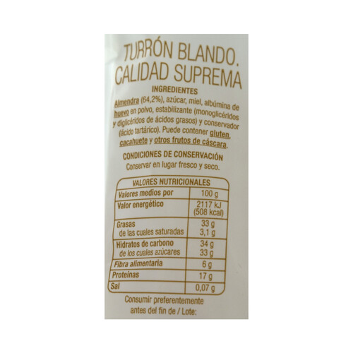 PRODUCTO ALCAMPO Mini porciones de turrón blando 180 g.