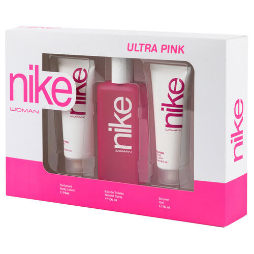 NIKE Ultra pink woman Estuche regalo para mujer con colonia, gel y loción corporal.