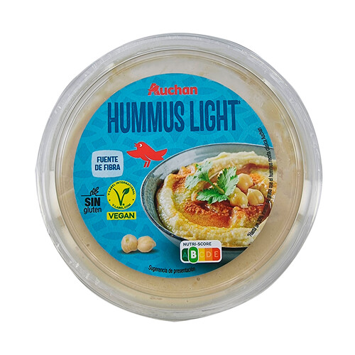 AUCHAN Hummus (crema de garbanzos) light 240 g Producto Alcampo.