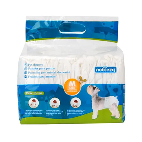  NOBLEZA Pañales para perros talla M 12 uds 44x31 cm