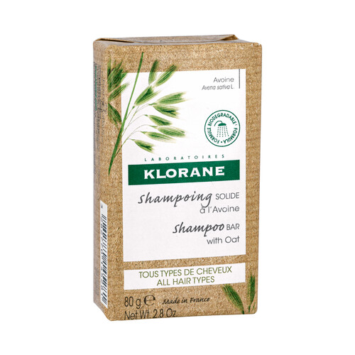 KLORANE Champú sólido con avena, para todo tipo de cabellos 80 g.