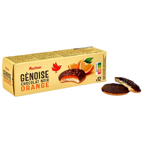 PRODUCTO ALCAMPO Galletas Genoise recubiertas de chocolate negro y rellenas de naranja 12 uds.