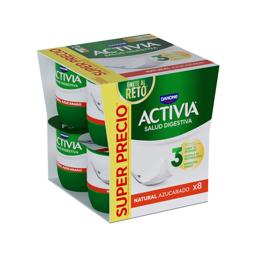 ACTIVIA Bífidus con sabor natural azucarado de Danone 8 x 120 g.