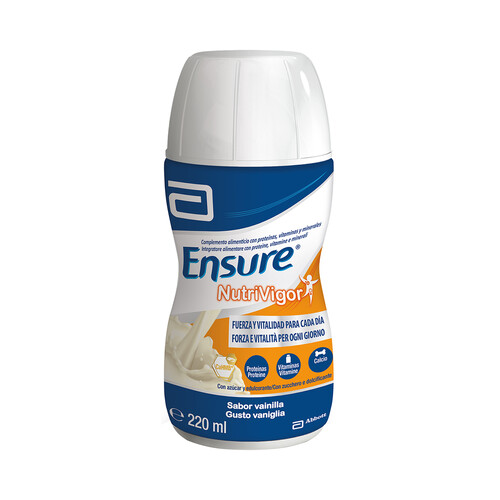 ENSURE Nutrivigor Complemento nutricional para adultos, listo para beber con sabor a vainilla 4 x 220 ml.