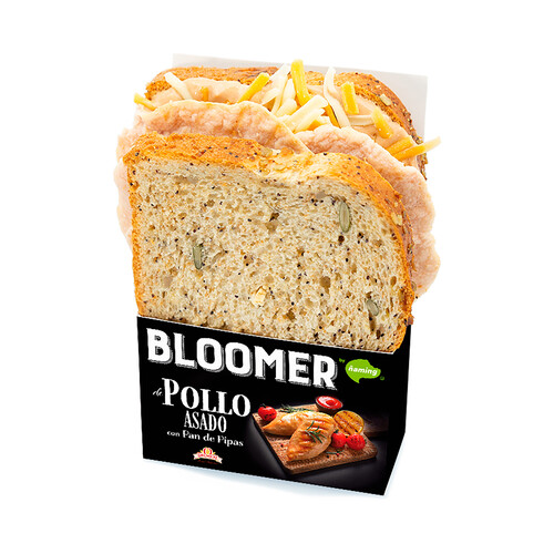 BLOOMER de Ñaming Sandwich con pan de pipas, relleno de pollo asado 190 g.