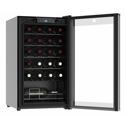 Vinoteca TAURUS CHANSON WC24C, 24 botellas, eficiencia energética: G, H: 74cm, A: 43cm, F: 45cm.