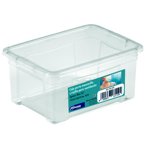 Caja almacenaje con tapa, plástico translúcido, cajón multiusos, ordenación,  almacenamiento de objetos, hogar, 60 litros, 29,7 x