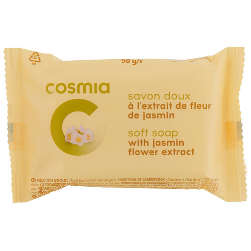 COSMIA Pastilla de jabón de tocador con extracto de flor de jazmín 90 g.