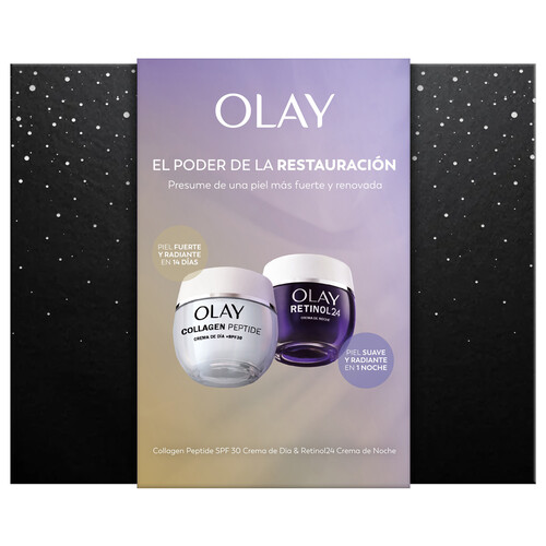 OLAY Crema facial de día (50 ml) y crema hidratante de noche (50 ml).