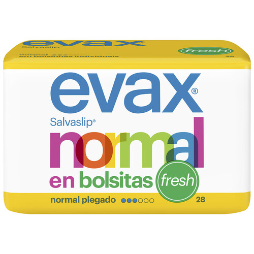 EVAX Protegeslips normal, perfumados, plegados y en bolsitas individuales EVAX Fresh 28 uds.