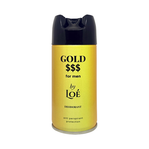 LOÉ Gold $$$ Desodorante en spray para hombre con protección antitranspirante 150 ml.