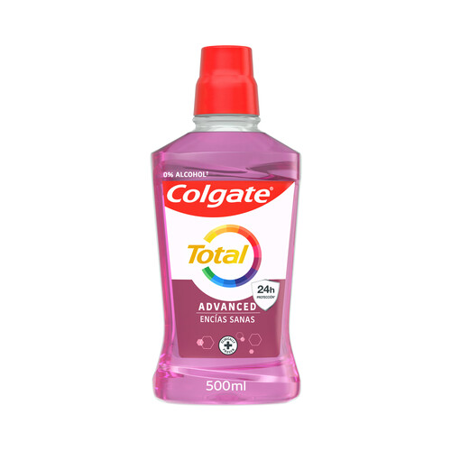 COLGATE Total advanced Enjuague bucal sin acohol de uso diario, acción fortificante y revitalizante de encías, con CPC 500 ml.