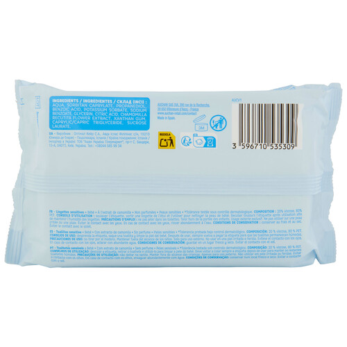 PRODUCTO ALCAMPO Baby Toallitas húmedas para bebé con camomila, para pieles sensibles 64 uds.