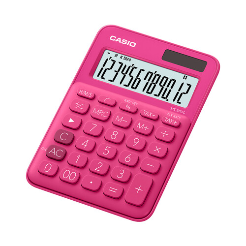 Calculadora sobremesa Pantalla LCD extra grande de 12 dígitos rosa CASIO MS-20UC-RD