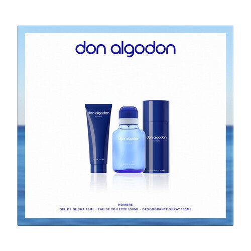 DON ALGODÓN Estuche para hombre con colonia, gel y desodorante.