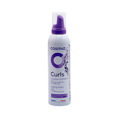 COSMIA Espuma de peinado efecto brillo y rizado, para cabellos rizados y ondulados COSMIA 250 ml.