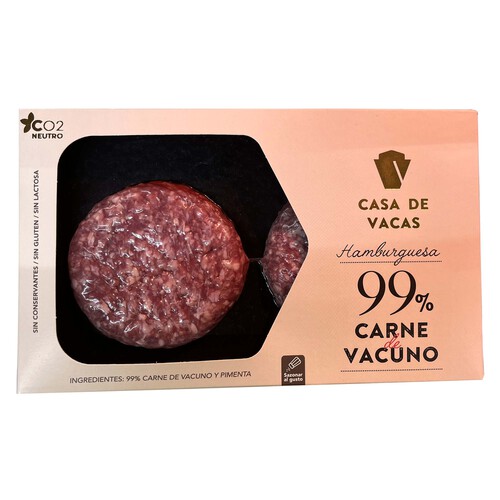 CASA DE VACAS Hamburguesa 99% carne de vacuno 2x150 gr.