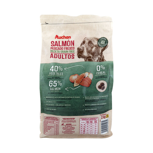 PRODUCTO ALCAMPO Grain free Alimento completo para perros adultos base de salmón 2 kg.