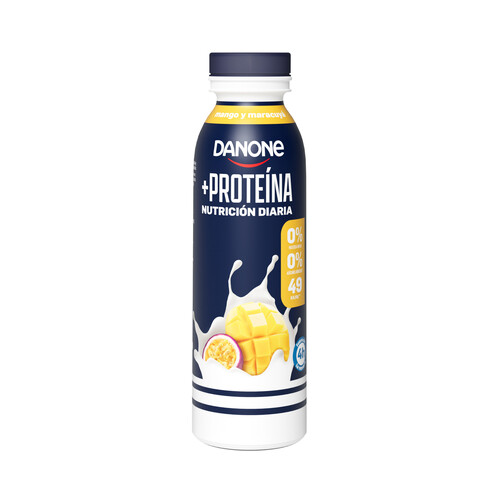 DANONE + Proteína Leche fermentada desnatada con mango y maracuya, edulcorantes y rica en proteinas 265 ml.