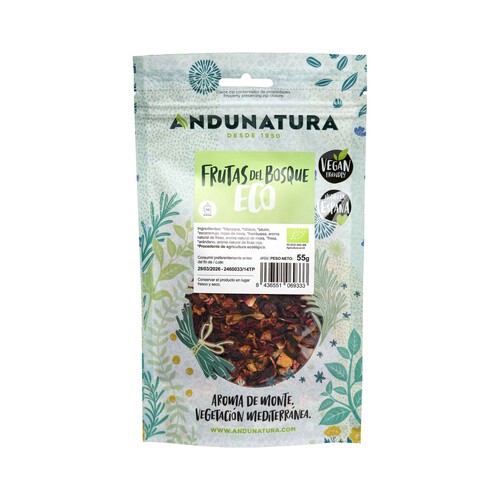 ANDUNATURA Hierbas para infusión de frutas del bosque ecológico 55 g.