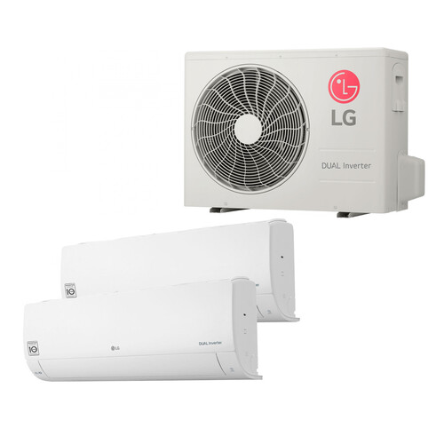 Aire acondicionado (split 2x1) con bomba de calor LG MULTI912, Dual Inverter, WiFi, 2.150/3.010frig/h, 2.838/3.440 cal/h. A++/A+, gas R32. (Hasta 20/29m² aprox.)