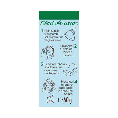 ORIGINAL REMEDIES Champú sólido hidratante de origen vegetal, para cabellos normales, raíces grasas ORIGINAL REMEDIES de Garnier 60 g.