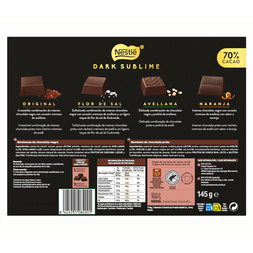 NESTLÉ Bombones dark sublime 145 g.