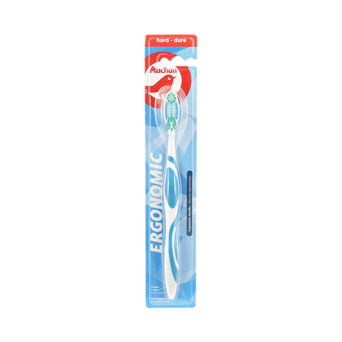 PRODUCTO ALCAMPO Cepillo de dientes con raspador de lengua y filamentos duros AUCHAN Ergonomic.
