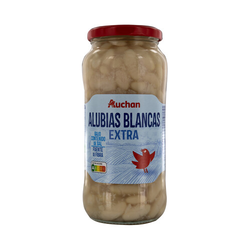 PRODUCTO ALCAMPO Alubias blancas (judias) extra, cocidas y con bajo contenido en sal bote 400 g.