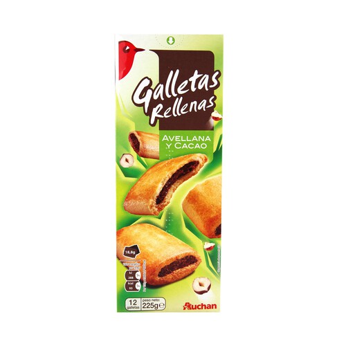 PRODUCTO ALCAMPO Galletas rellenas de crema de avellana y cacao 225 g.