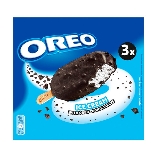 OREO Bombón helado de vainilla con trozos de galletas al cacao 3 x 90 ml.