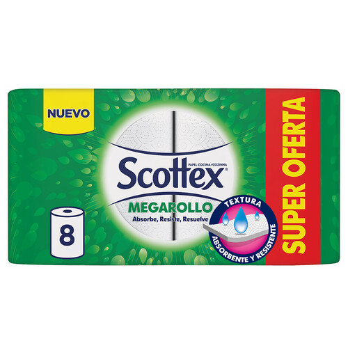 SCOTTEX MEGAROLLO  Papel de cocina Mega rollo8 uds.