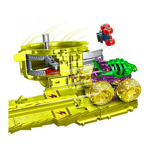 HOT WHEELS Monster Trucks Race & Chase Challenge: Pista y 2 Camiones Skelesaurus, 116cm, +4 años.