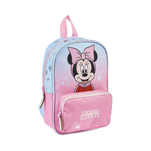 Mochila preescolar MINNIE, varios compartimentos, color rosa, ALCAMPO.