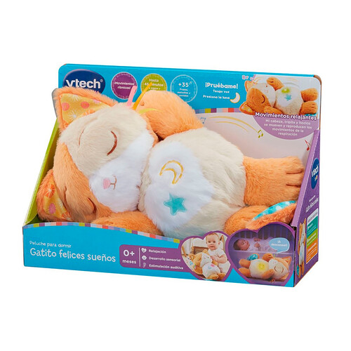 Peluche para dormir gatito dulces sueños, 0-3 meses, VTECH.