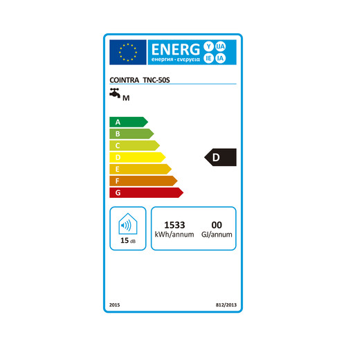 Termo eléctrico vertical COINTRA TNC 50 PLUS de 50 Litros, 1500 Watios, hasta 75ºC.