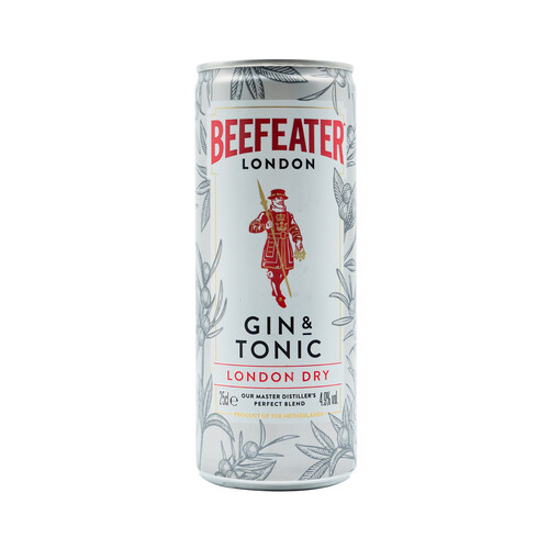 BEEFEATER Combinado de ginebra tipo London dry gin + tónica (gin & tonic) lata 25 cl.