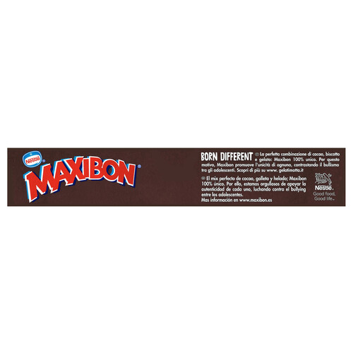 MAXIBON Sándwich de helado de nata con trozos de galleta de chocolate 4 x 90 ml.