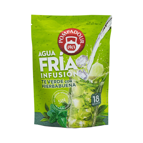 Té verde con hierbabuena POMPADOUR agua fría 18 uds.36 gr,