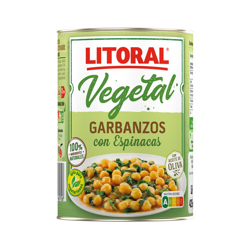 LITORAL Garbanzos con espinacas LITORAL 425 g.