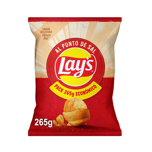 LAY'S Al punto de sal  Patatas fritas lisas con sal de bolsa 265 g.