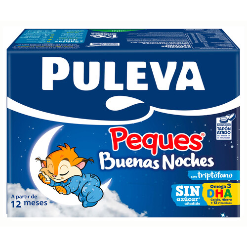 PULEVA Peques buenas noches Leche (3) de crecimiento con triptofano, a partir de 12 meses 6 x 1 l.